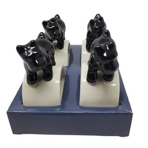 18. Vintage Modern Thomas O'Brien Scottie Puppy Set of 4 Ceramic Kitchen Rings